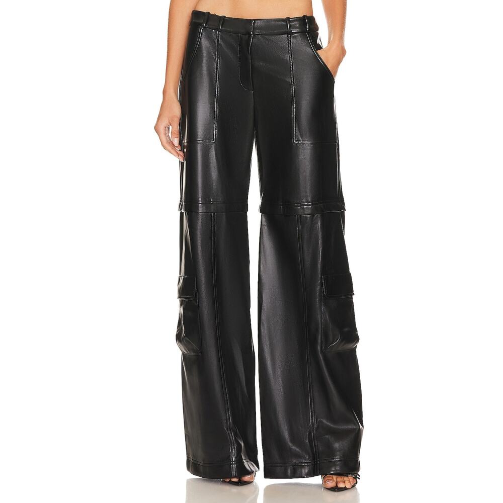 Amanda Uprichard Black Faux Leather Pants - Luca Pants